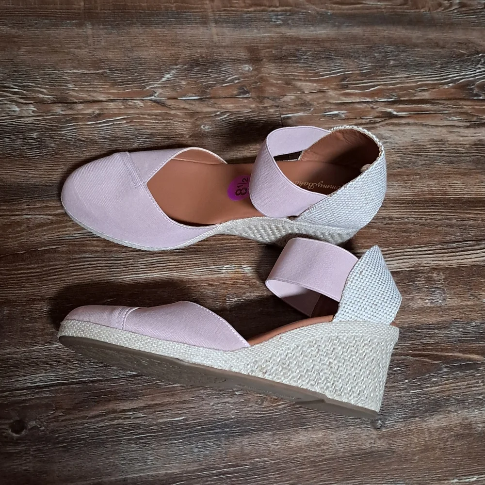 Tommy Bahama Amalia pink spadrille platform wedge sandal close toe size 8.5